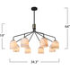 Crema 8 Light 34.25 inch Black and Brushed Brass Chandelier Ceiling Light