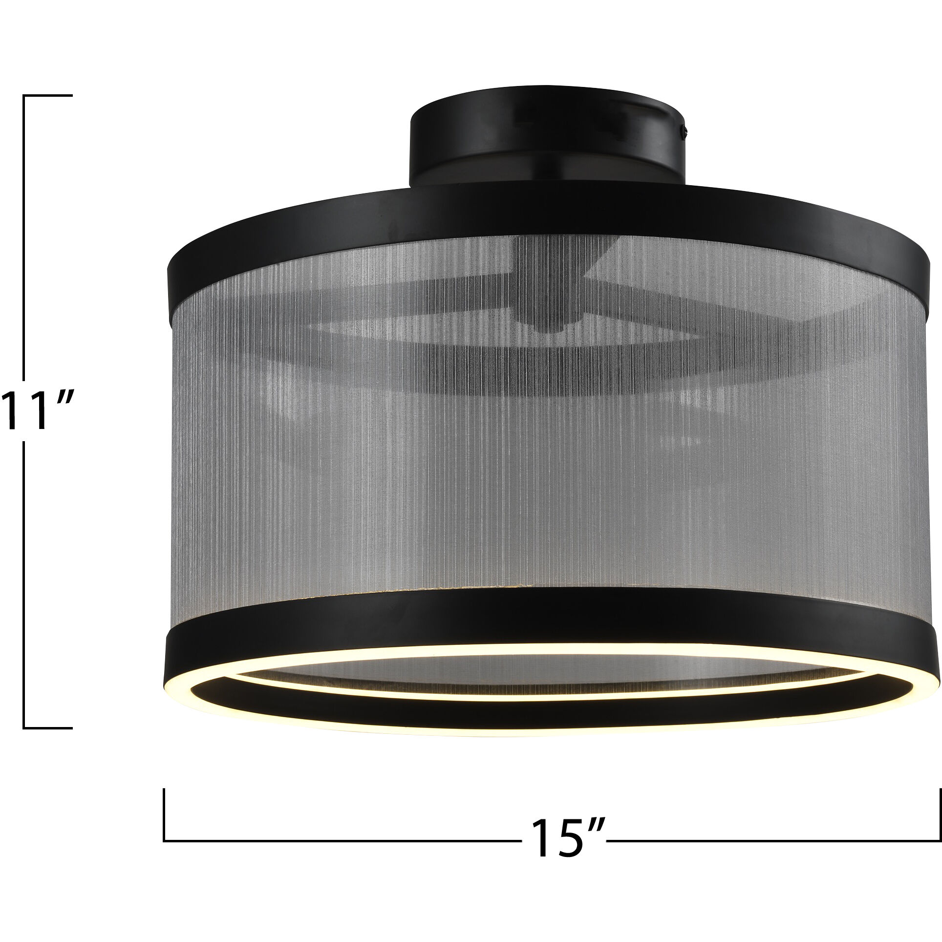 Cora LED 14.96 inch Black and Black Semi Flush Mount Ceiling Light