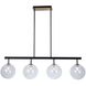 Aurelia 4 Light 43 inch Matte Black and Brass Island Light Ceiling Light