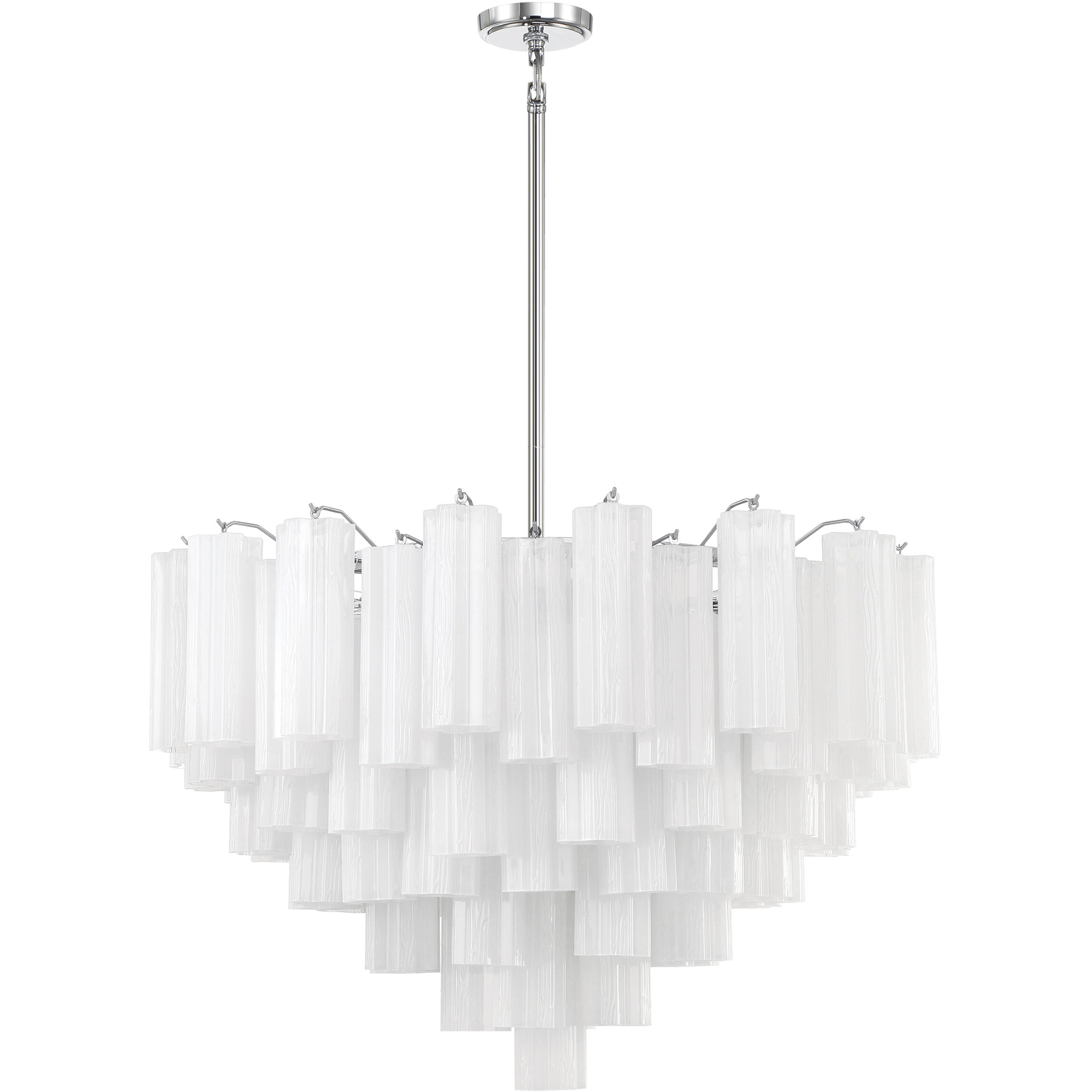 Addis 16 Light 32 inch Polished Chrome Chandelier Ceiling Light in Tronchi Glass White