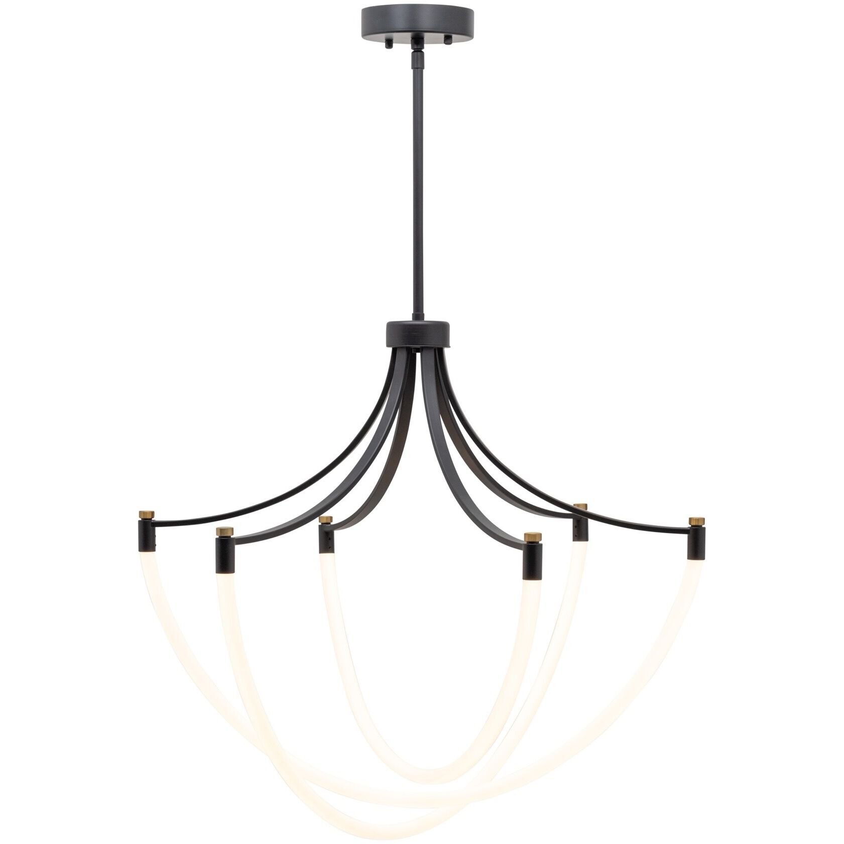 Cascata LED 28 inch Black and Brushed Brass Down Chandelier Ceiling Light