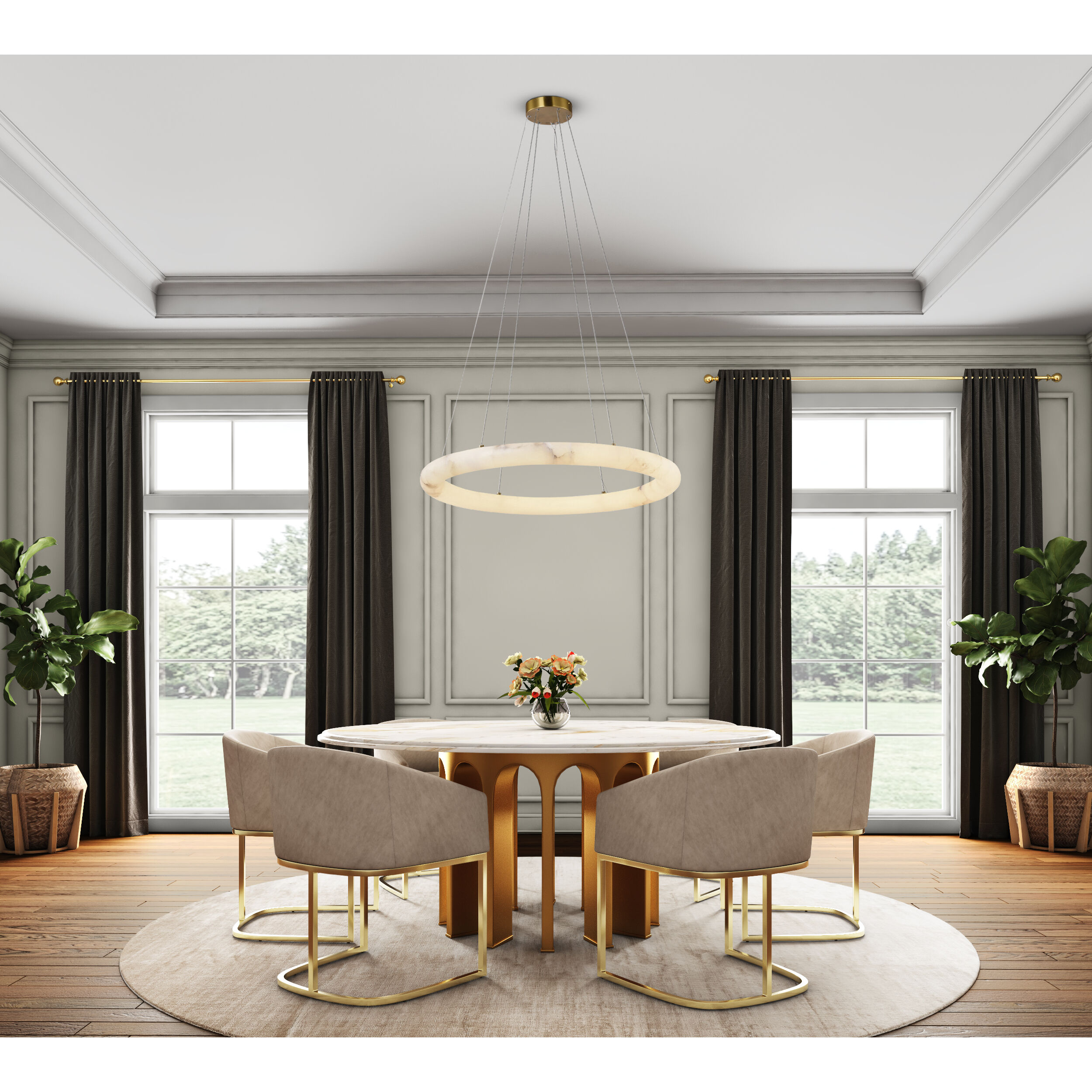 Camila LED 35 inch Brushed Brass Chandelier Ceiling Light