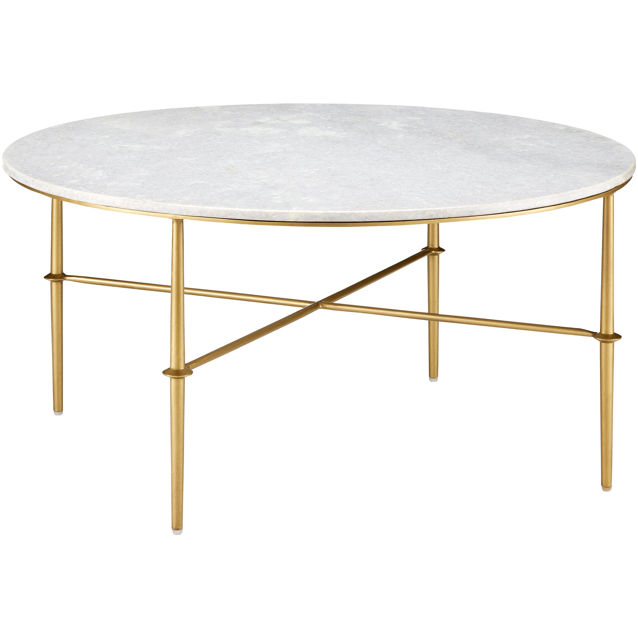 Kira 35.75 inch White and Antique Brass Cocktail Table
