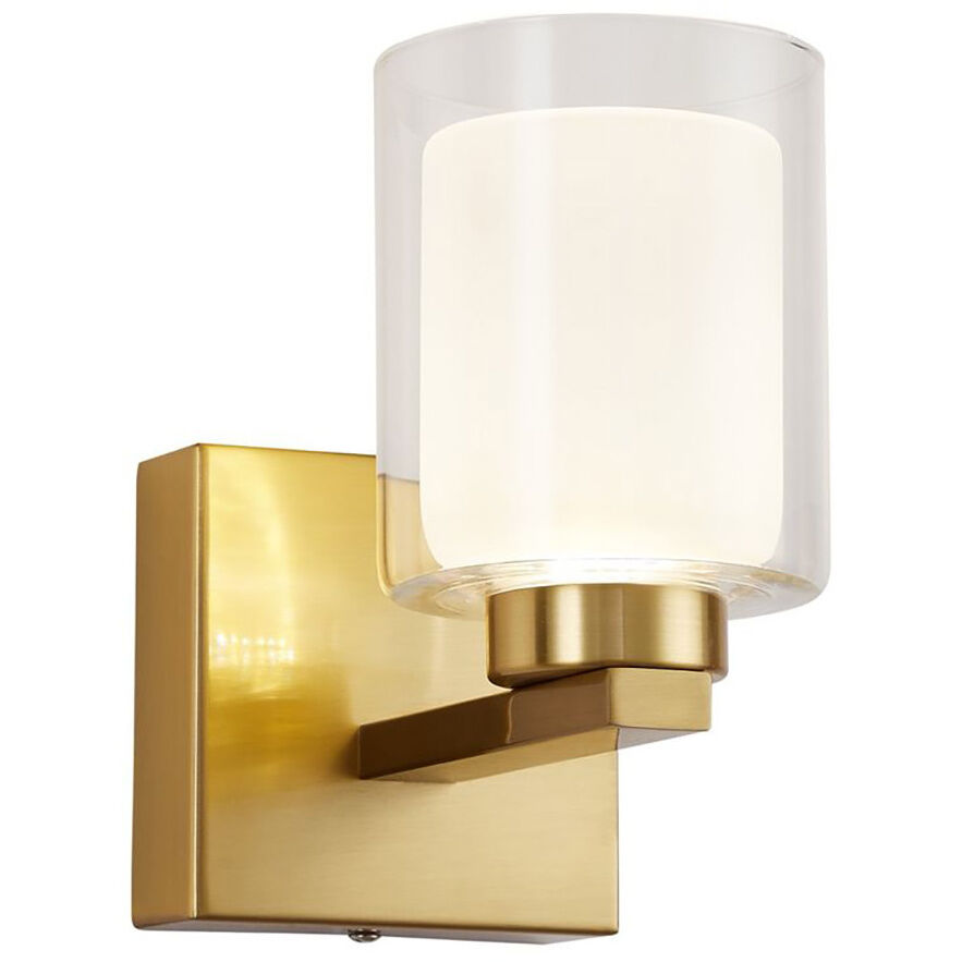 Saville LED 7 inch Brass Bathroom Sconce Wall Light