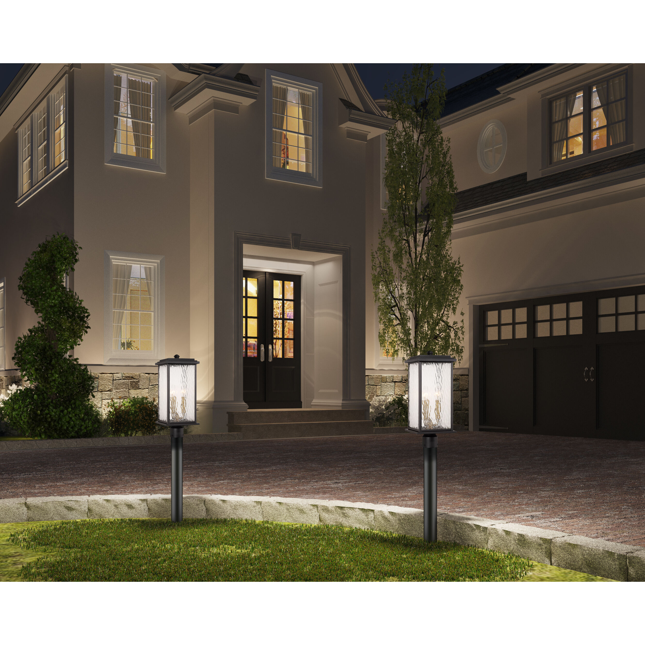 Estate 3 Light 20 inch Black and Brass Outdoor Post Light