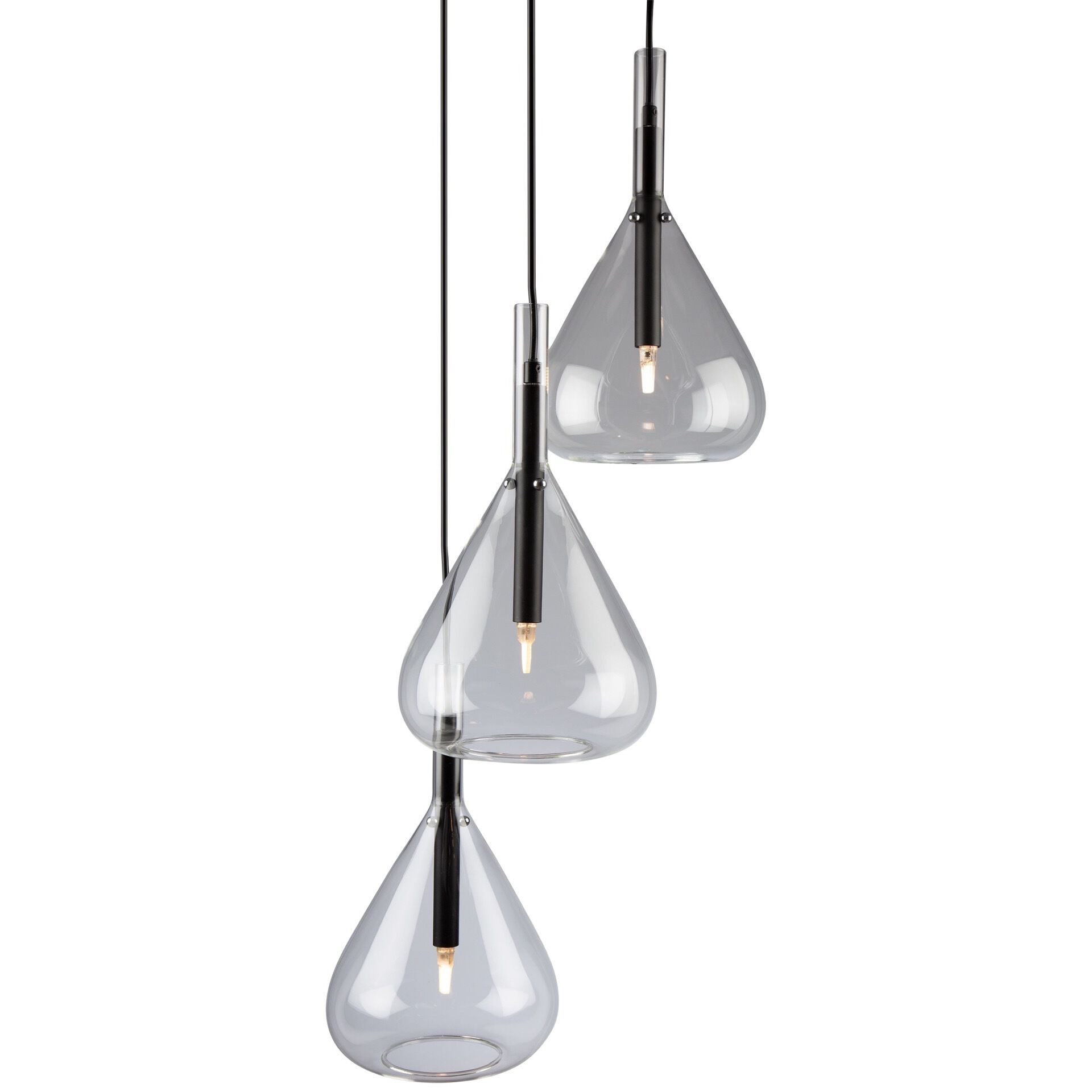 Conic 3 Light 15.4 inch Black Multi Light Pendant Ceiling Light