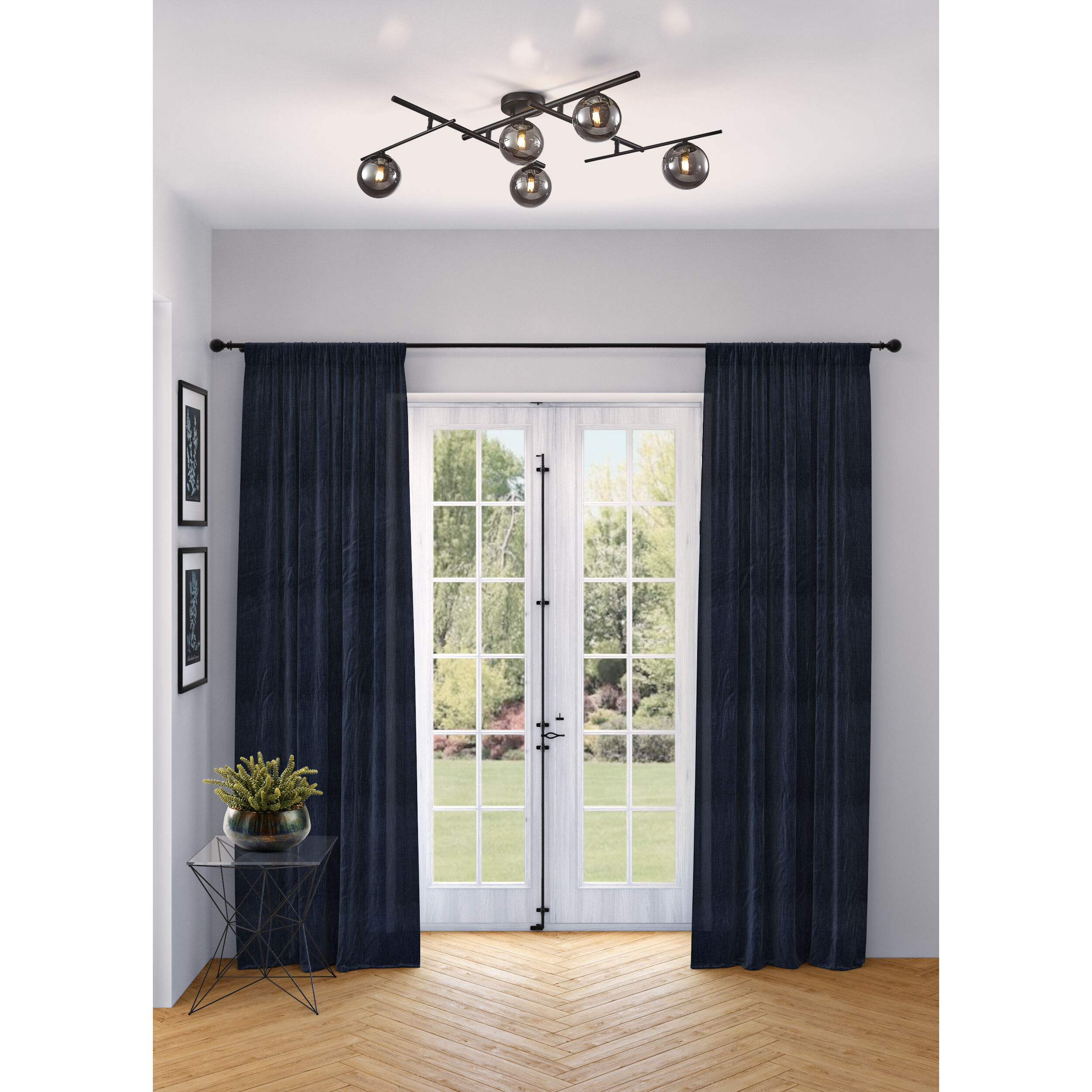 Modena LED 34.5 inch Black Semi-Flush Mount Ceiling Light