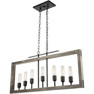 Gatehouse 7 Light 34.5 inch Beach Wood and Black Candle Island Light Ceiling Light