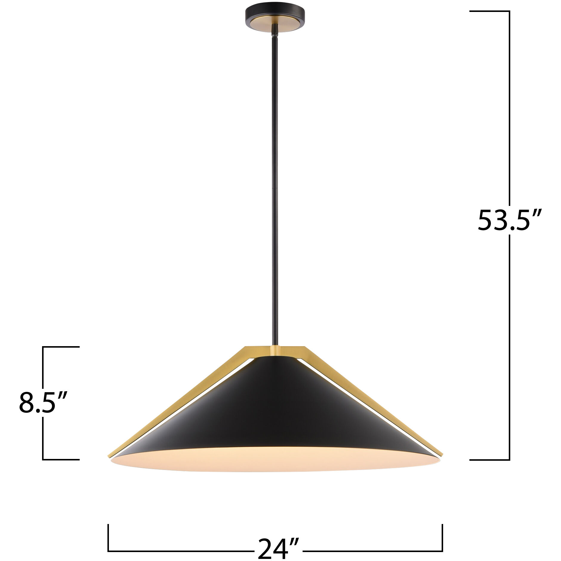 Baltic LED 24 inch Black and Brushed Brass Pendant Ceiling Light