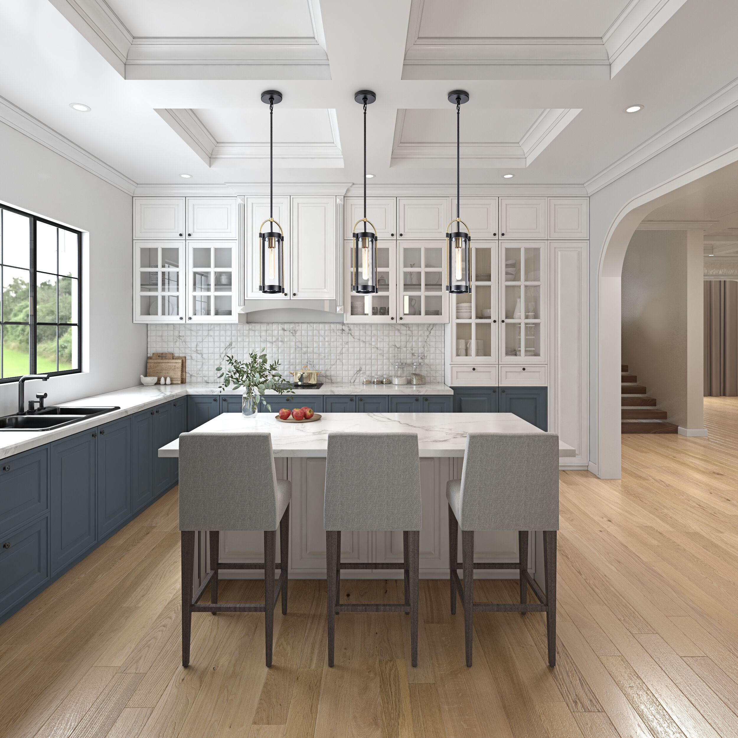 Bonita LED 5.7 inch Black and Brushed Brass Pendant Ceiling Light