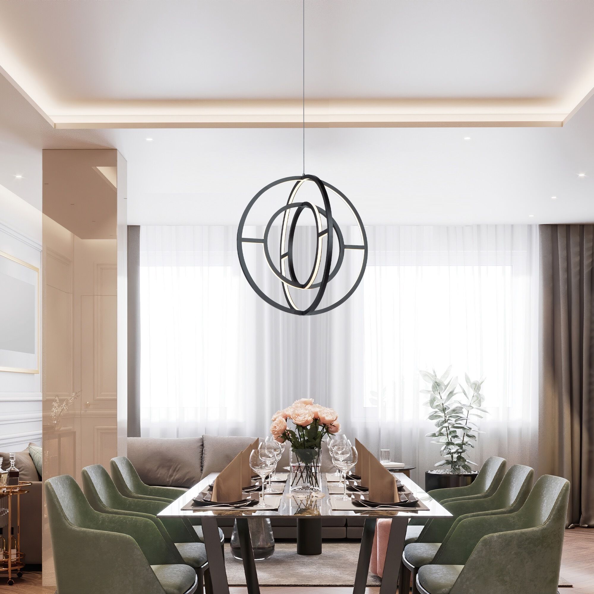 Celestial 4 Light 16 inch Matte Black Chandelier Ceiling Light