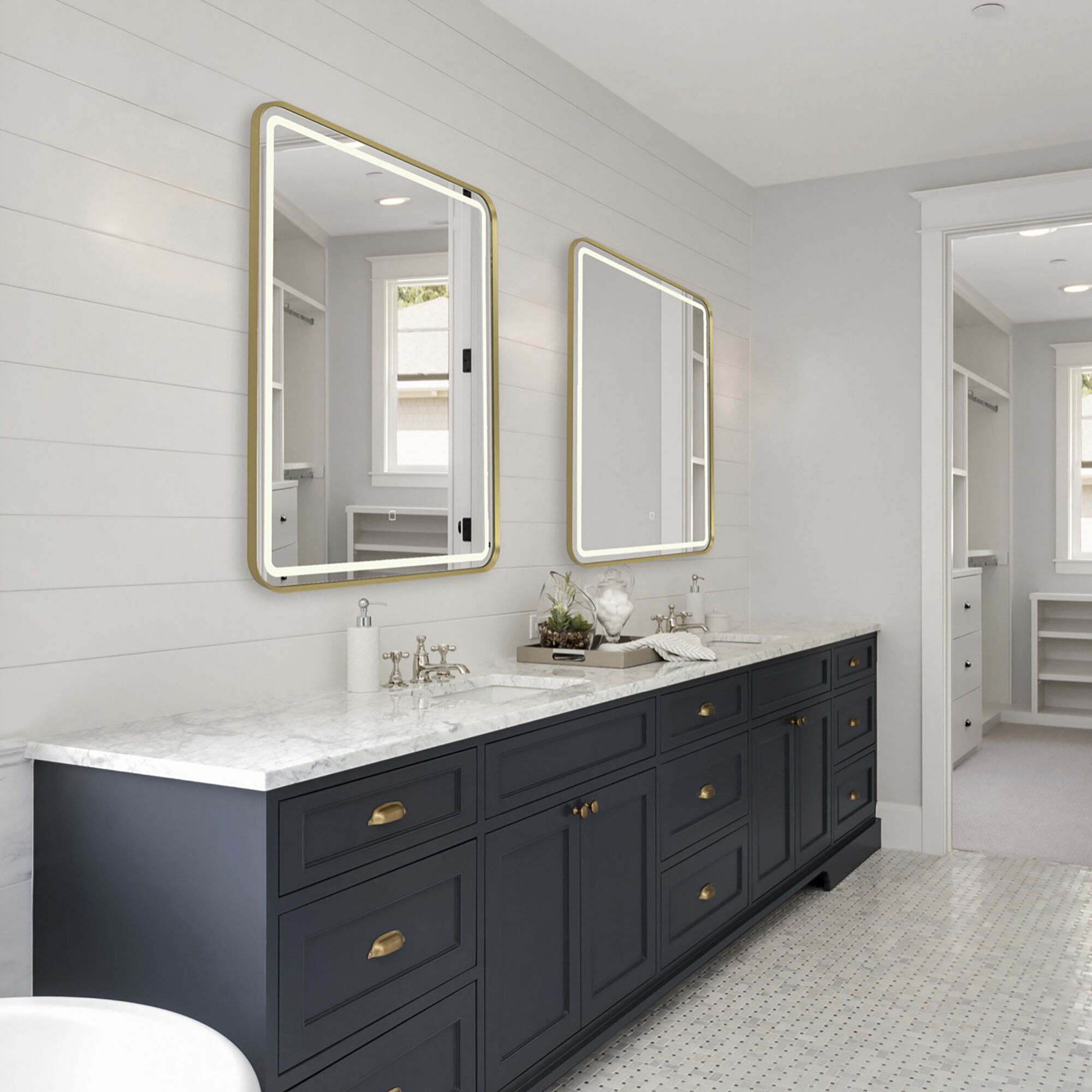 Reflections 31.5 X 23.6 inch Brushed Brass LED Mirror