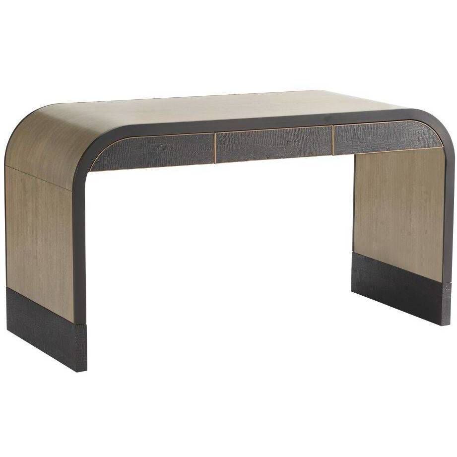 Gaston 56 inch Chamois Gray and Ebony with Bronze and Antique Brass Desk