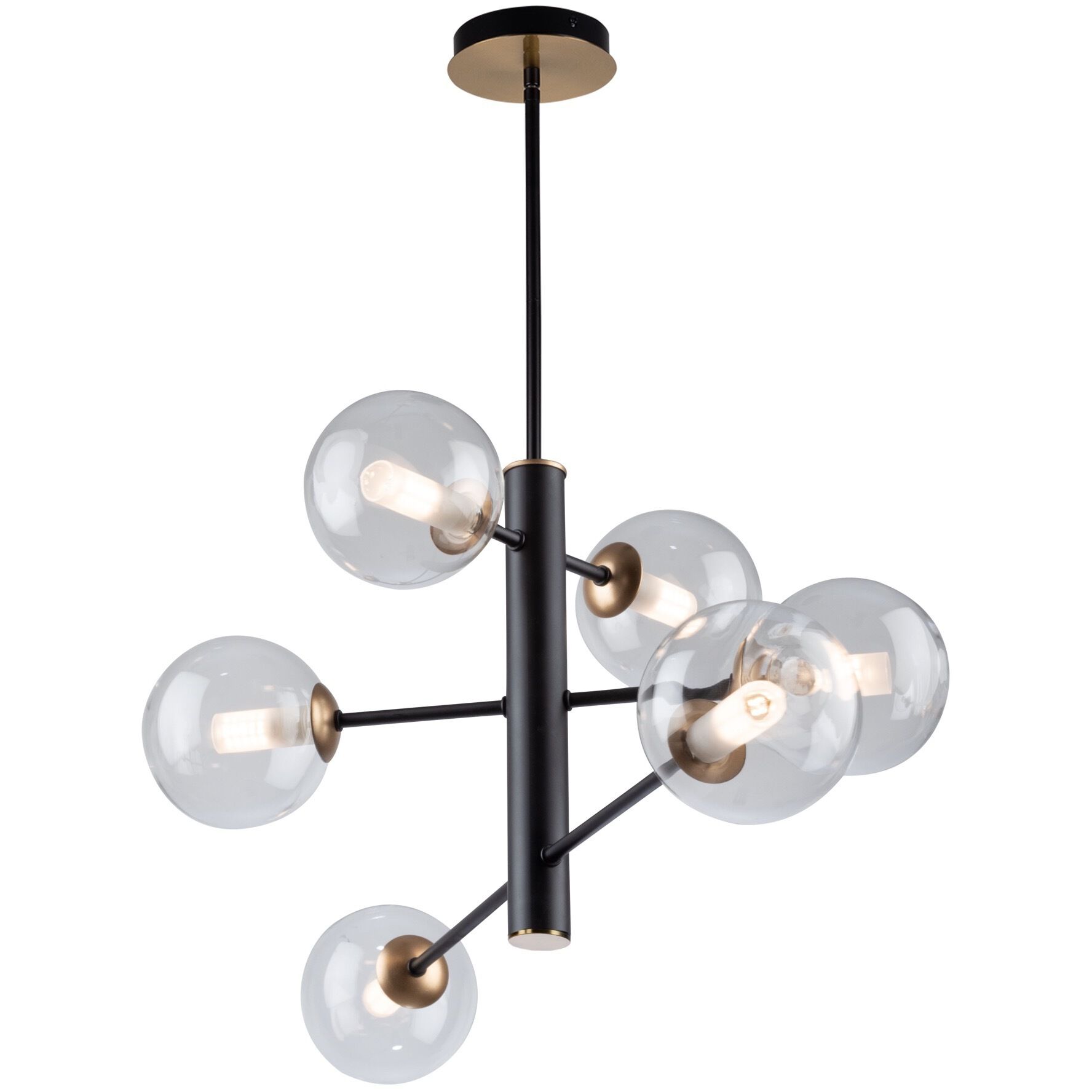 Aurelia 6 Light 23 inch Matte Black and Brass Chandelier Ceiling Light