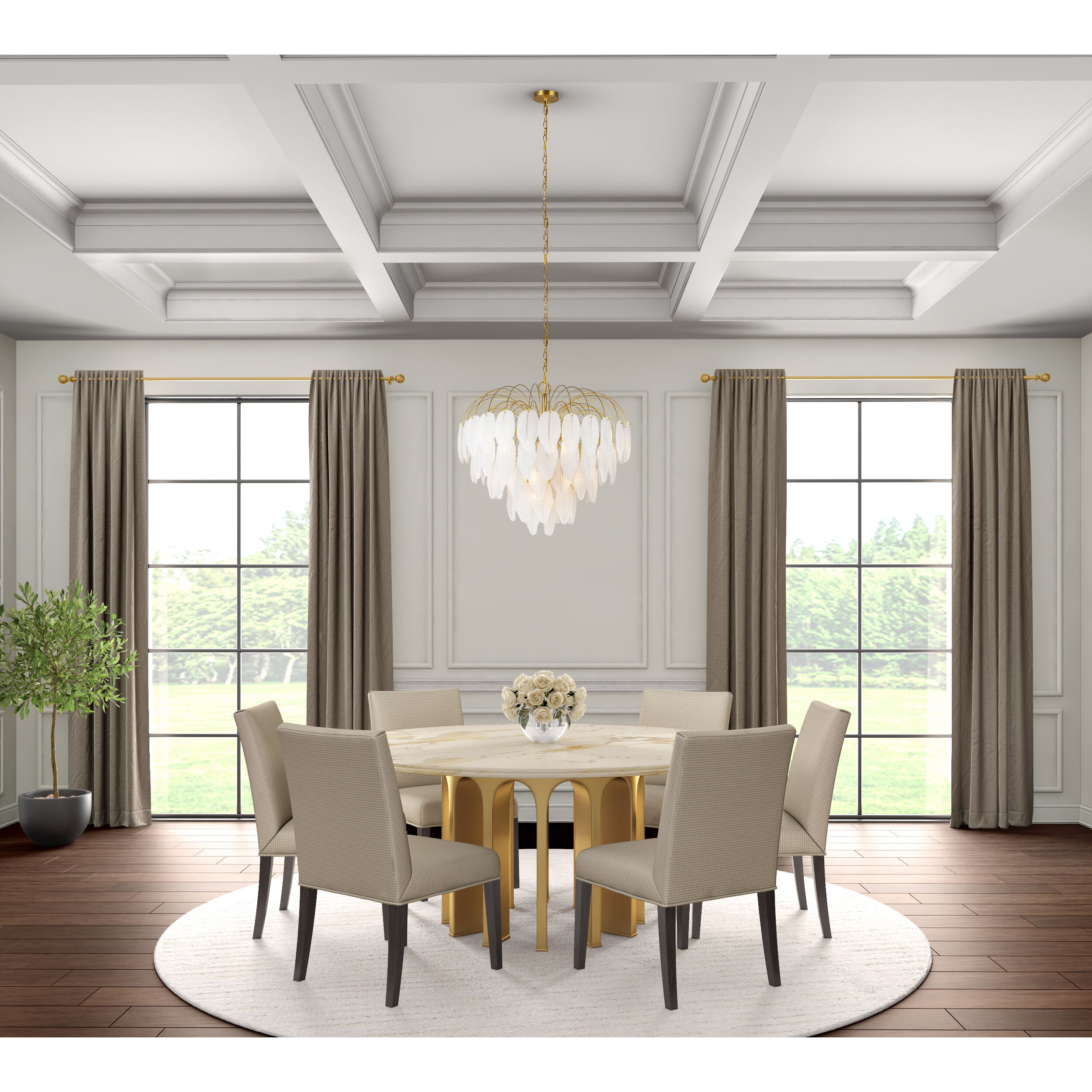 Alessia 19 Light 28.4 inch Brushed Brass and White Chandelier Ceiling Light