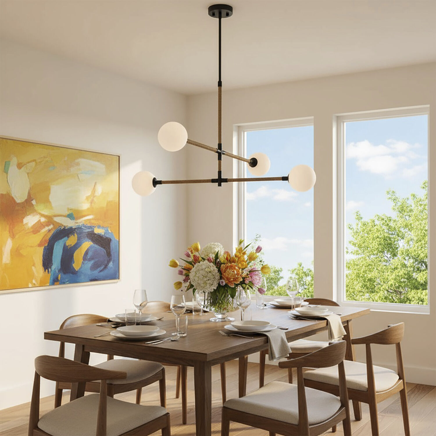 Capilano LED 35.7 inch Black Chandelier Ceiling Light