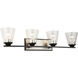 Wheaton 4 Light 31.25 inch Black and Brushed Nickel Vanity Light Wall Light