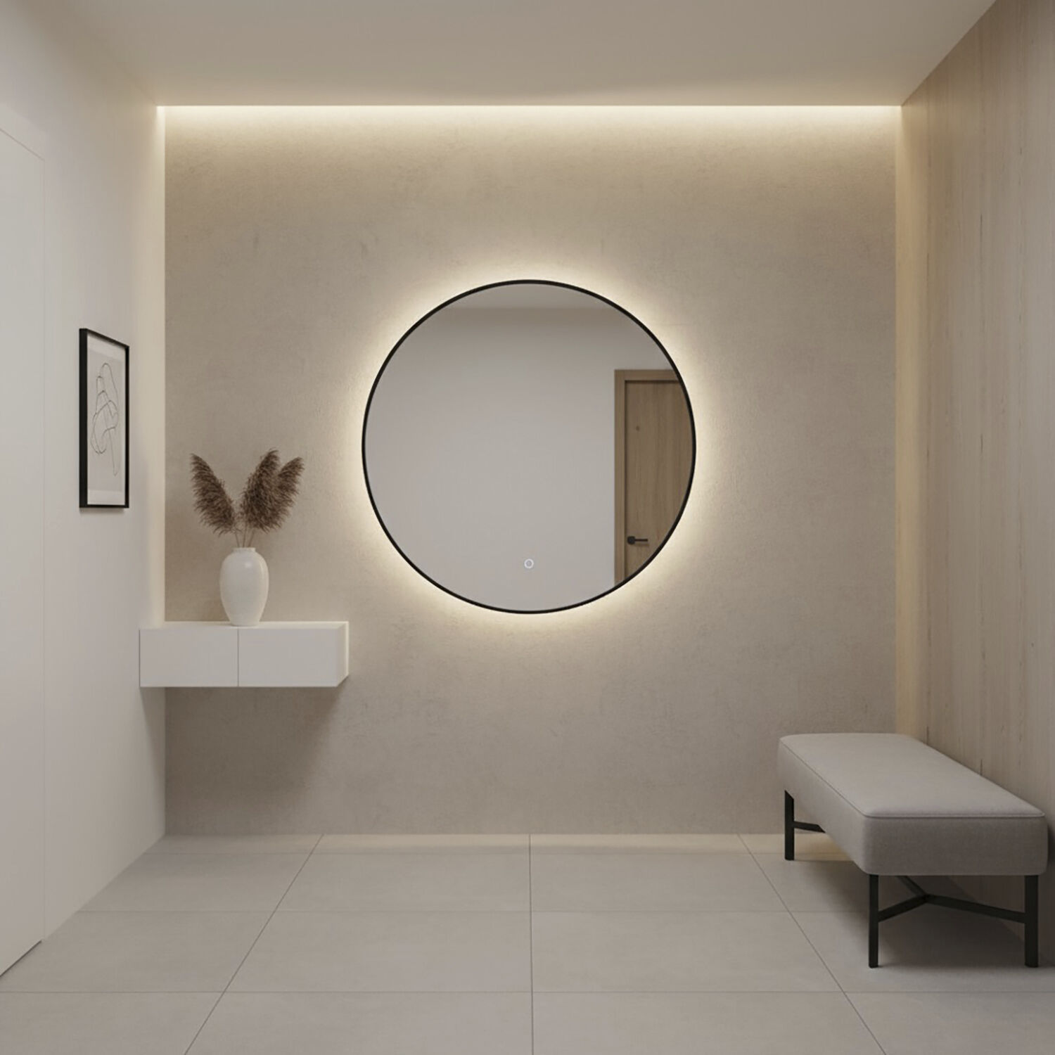 Reflections 31.5 X 31.5 inch Matte Black LED Mirror