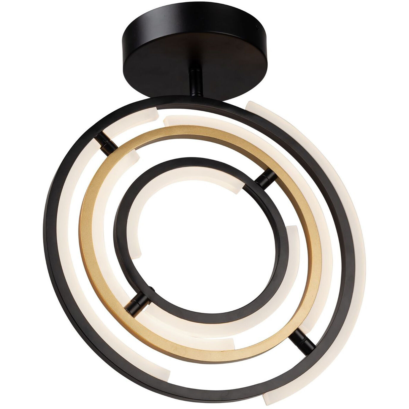 Trilogy LED 15 inch Black and Brass Semi-Flush Mount Ceiling Light