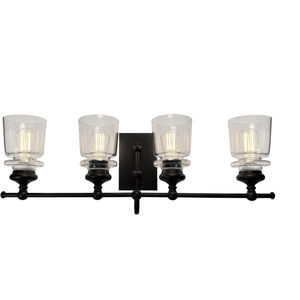 Castara 4 Light 30 inch Black and Brass Vanity Light Wall Light