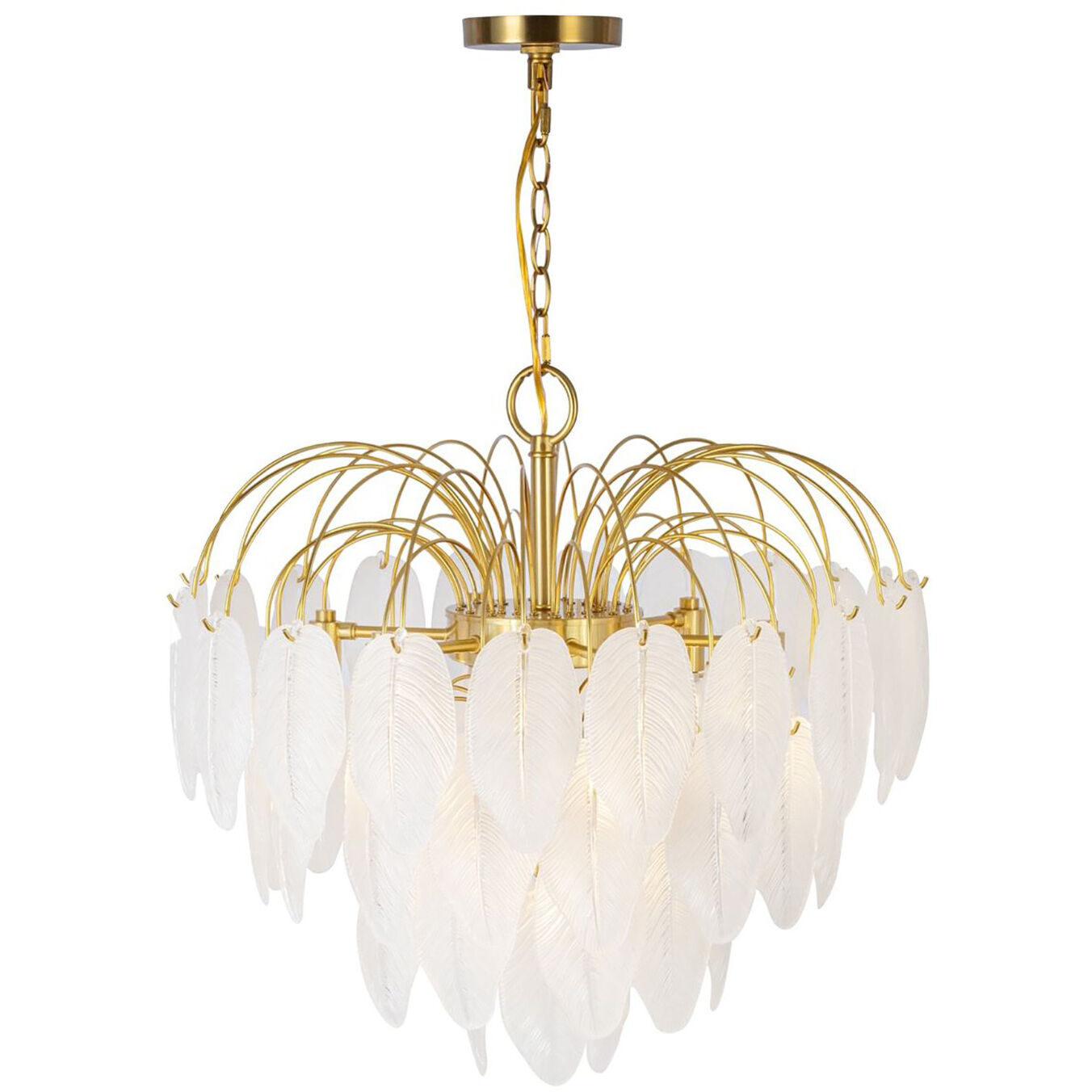 Alessia 10 Light 22.6 inch Brushed Brass and White Chandelier Ceiling Light