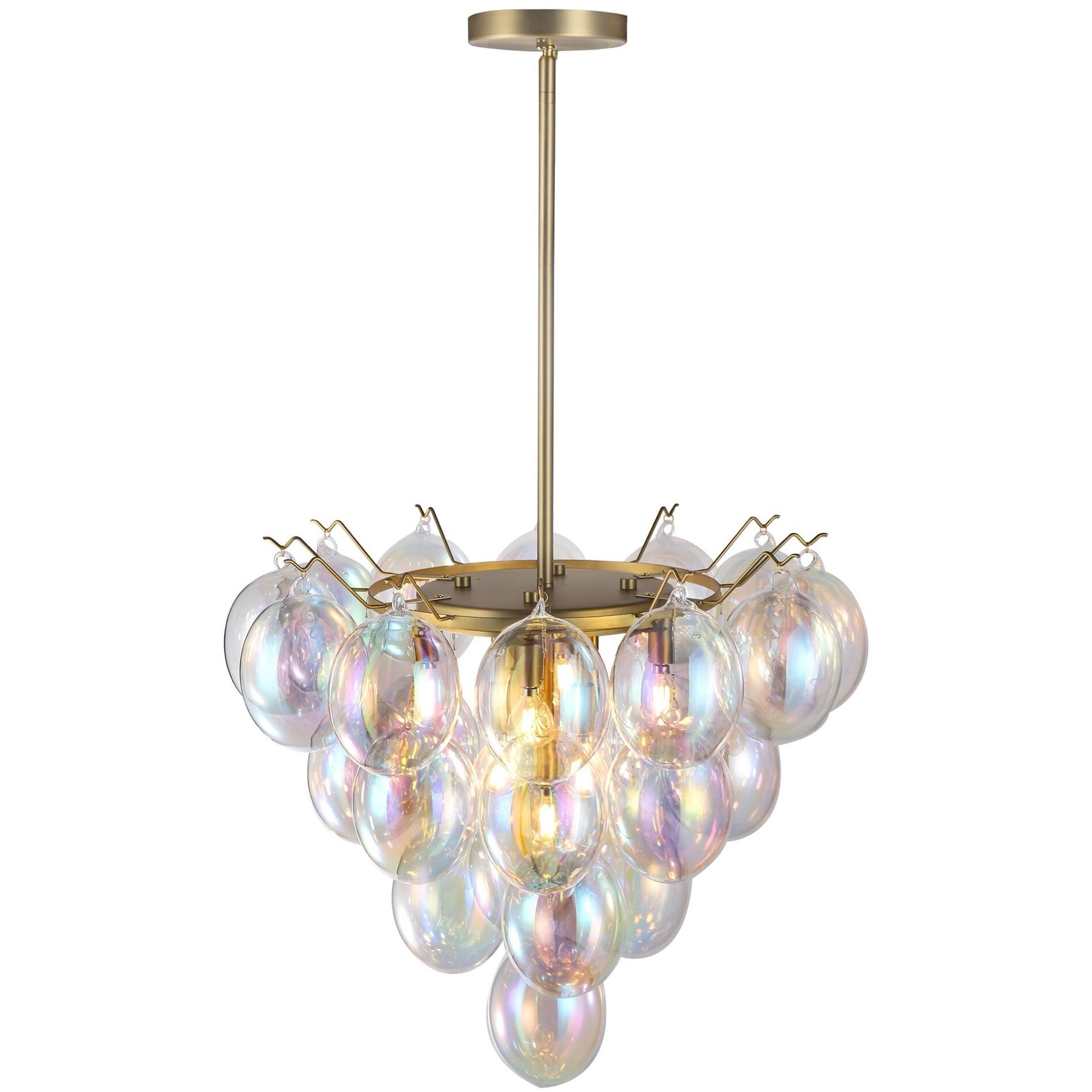 Globo LED 25 inch Brass Chandelier Ceiling Light in Iridescent