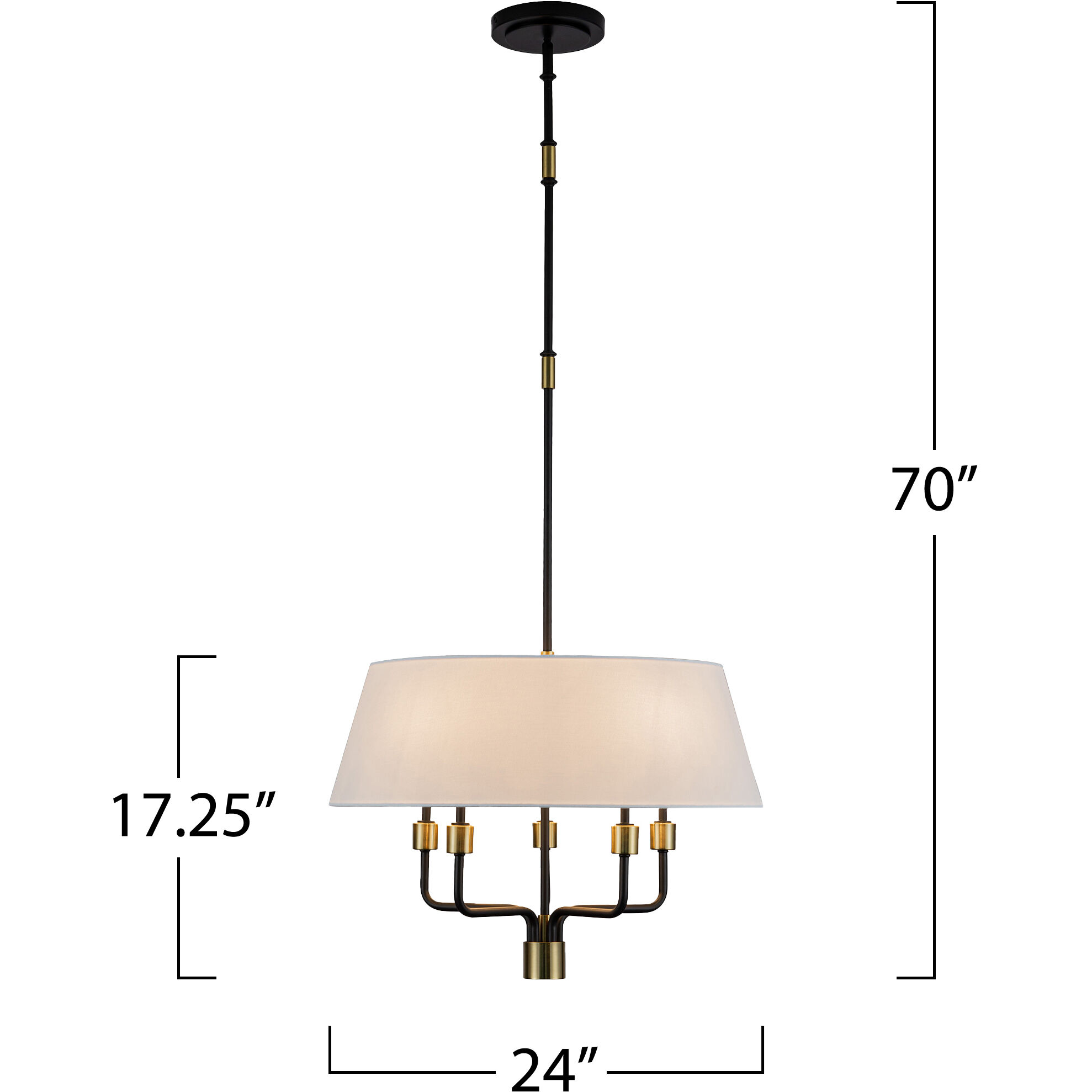Providence 5 Light 24 inch Black and Brushed Brass Pendant Ceiling Light