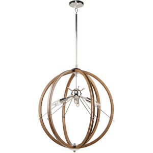 Abbey 6 Light 24 inch Faux Wood and Polished Nickel Semi-Flush Mount Ceiling Light