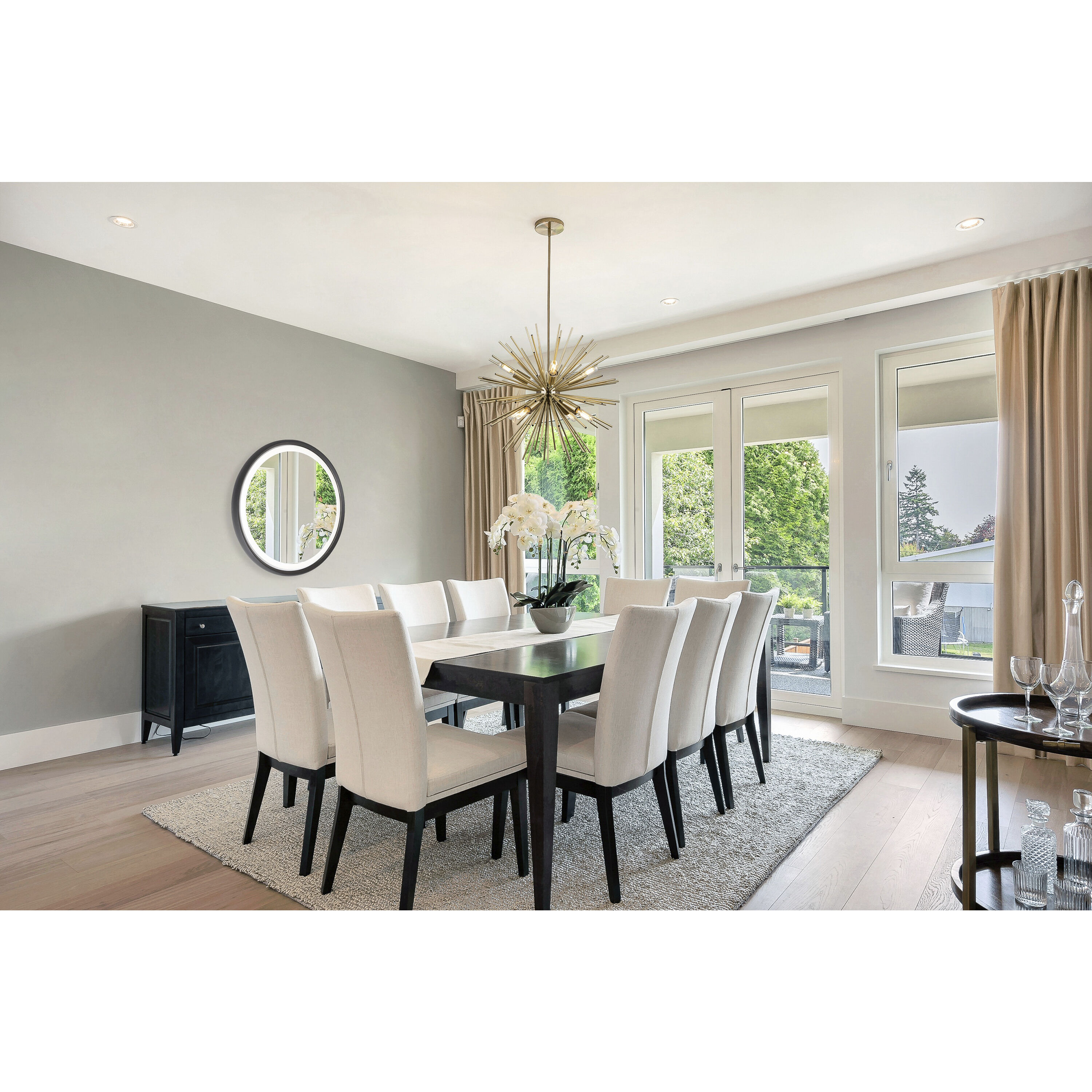 Sunburst LED 19 inch Satin Brass Chandelier Ceiling Light