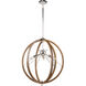 Abbey 6 Light 24 inch Faux Wood and Polished Nickel Pendant Ceiling Light
