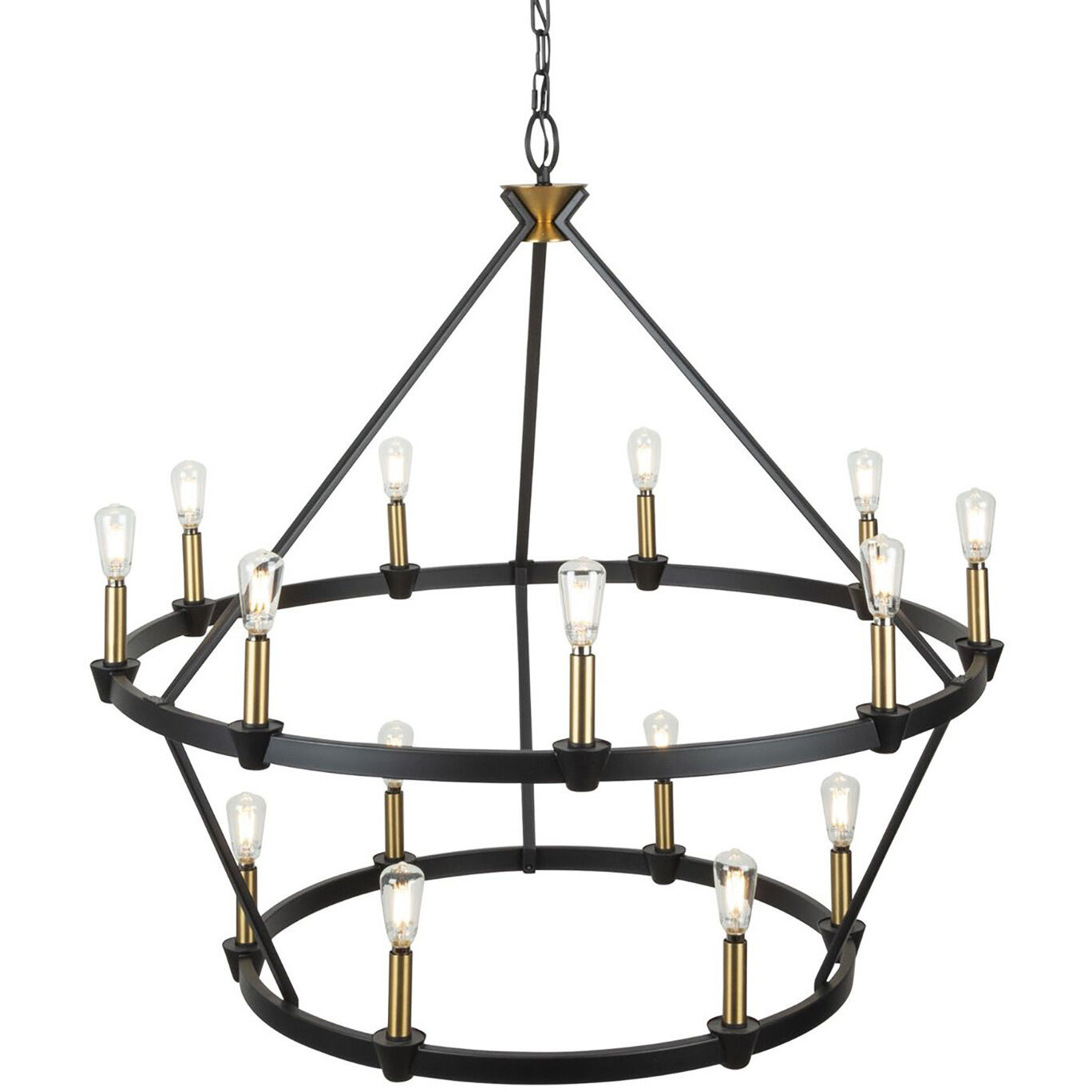 Notting Hill LED 36 inch Black and Brushed Brass Chandelier Ceiling Light