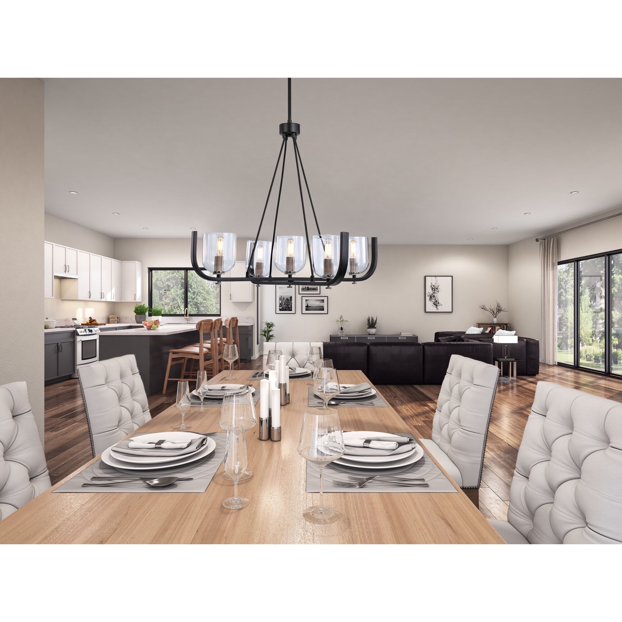 Cheshire 5 Light 30 inch Black and Nickel Chandelier Ceiling Light