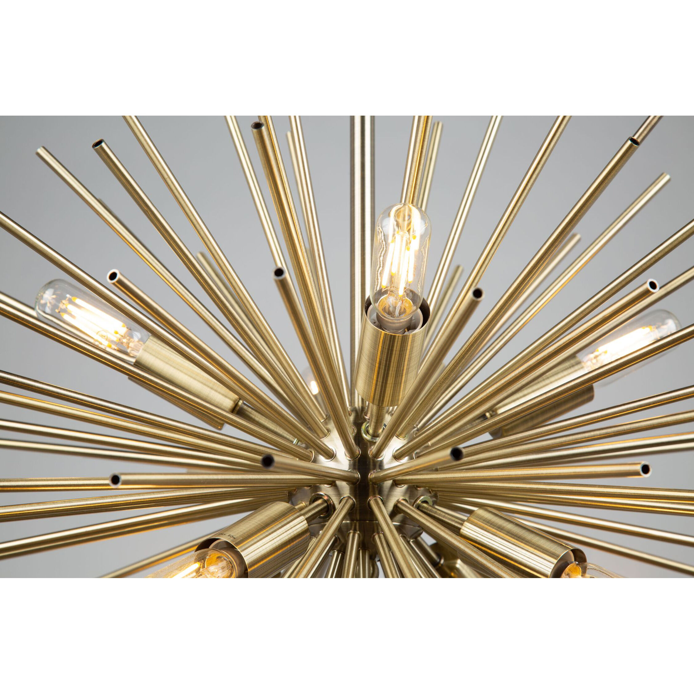 Sunburst LED 19 inch Satin Brass Chandelier Ceiling Light