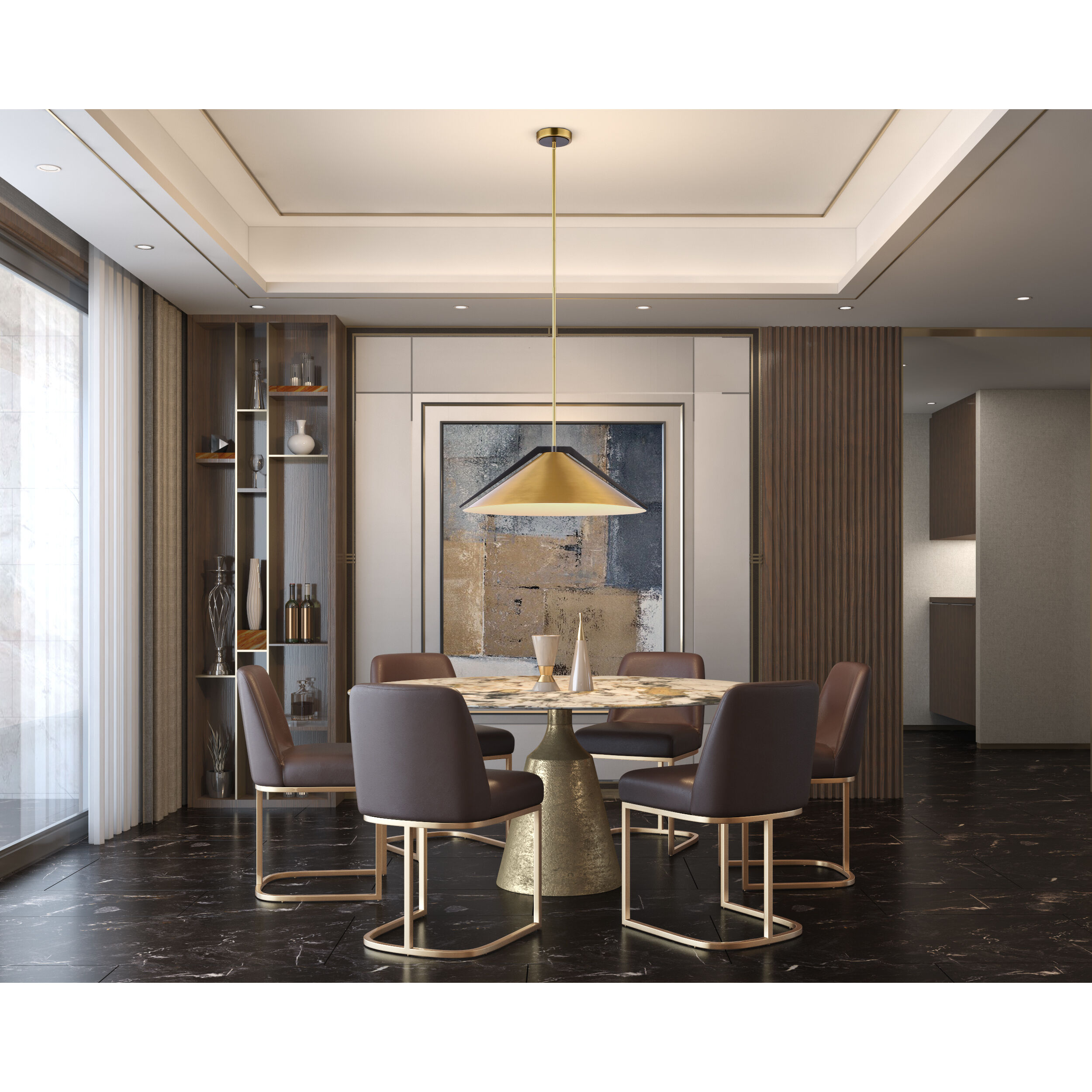 Baltic LED 24 inch Black and Brass Pendant Ceiling Light