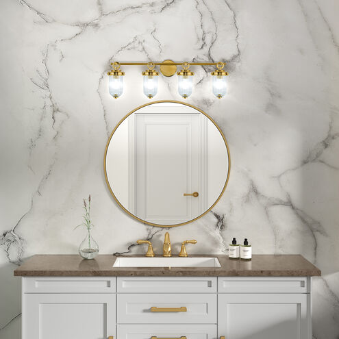 Myla 4 Light 33.75 inch Vintage Brass Bathroom Vanity Wall Light
