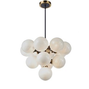Gem 13 Light 29.5 inch Black and Brushed Brass Down Pendants Ceiling Light in Marble