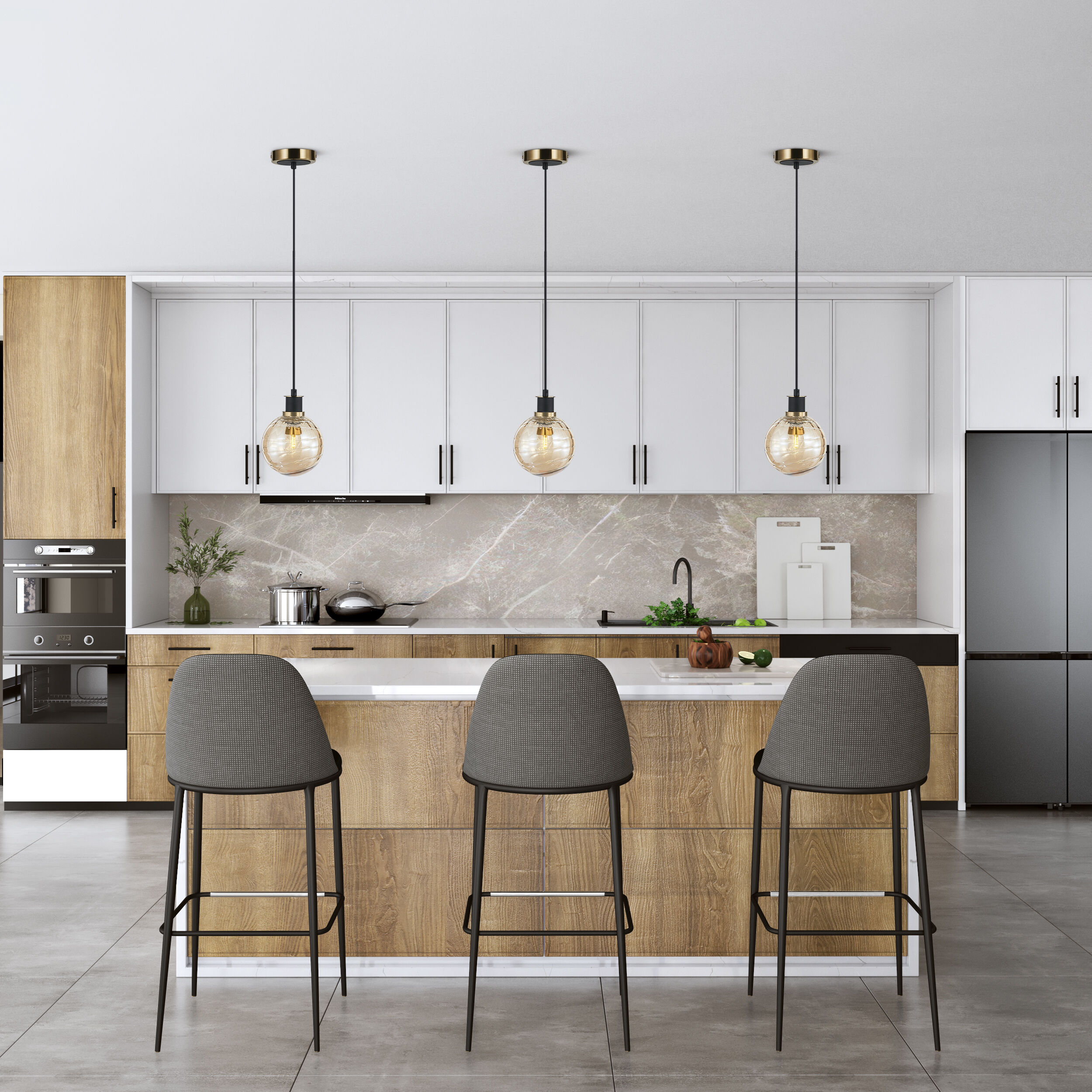 Gem LED 6 inch Black and Brushed Brass Pendant Ceiling Light in Amber