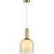 Juna 1 Light 7.9 inch Brass and Travertine Pendant Ceiling Light