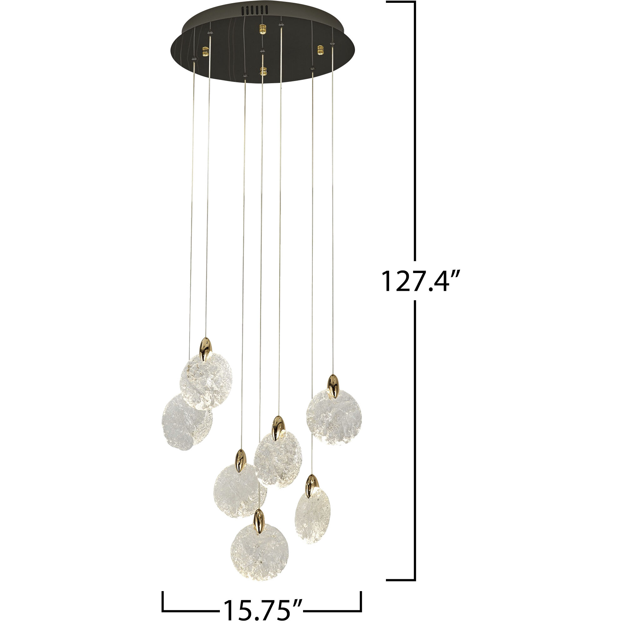 Snowflake LED 15.75 inch Matte Black and Satin Brass Chandelier Ceiling Light