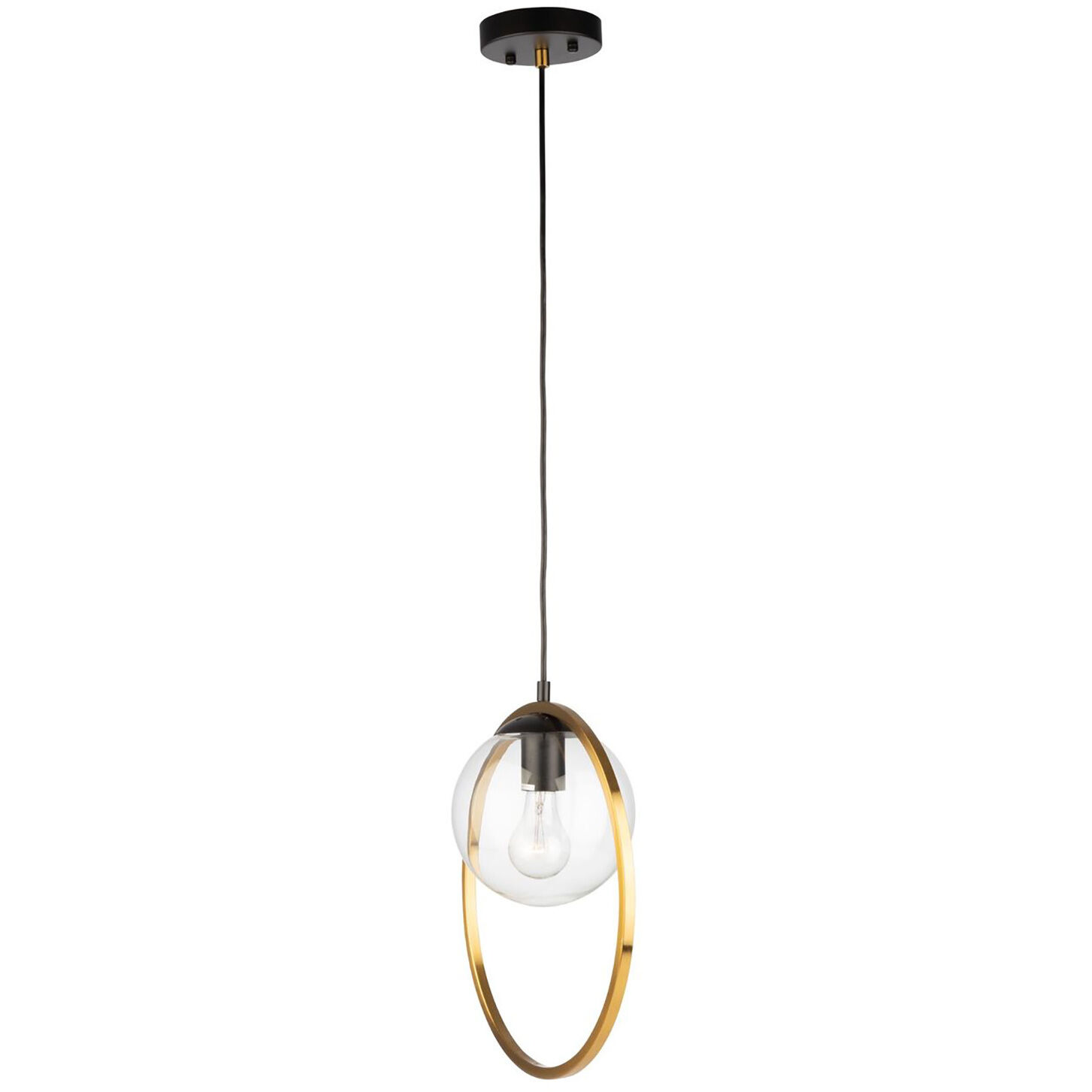 Lugano LED 14 inch Black and Vintage Brass Pendant Ceiling Light