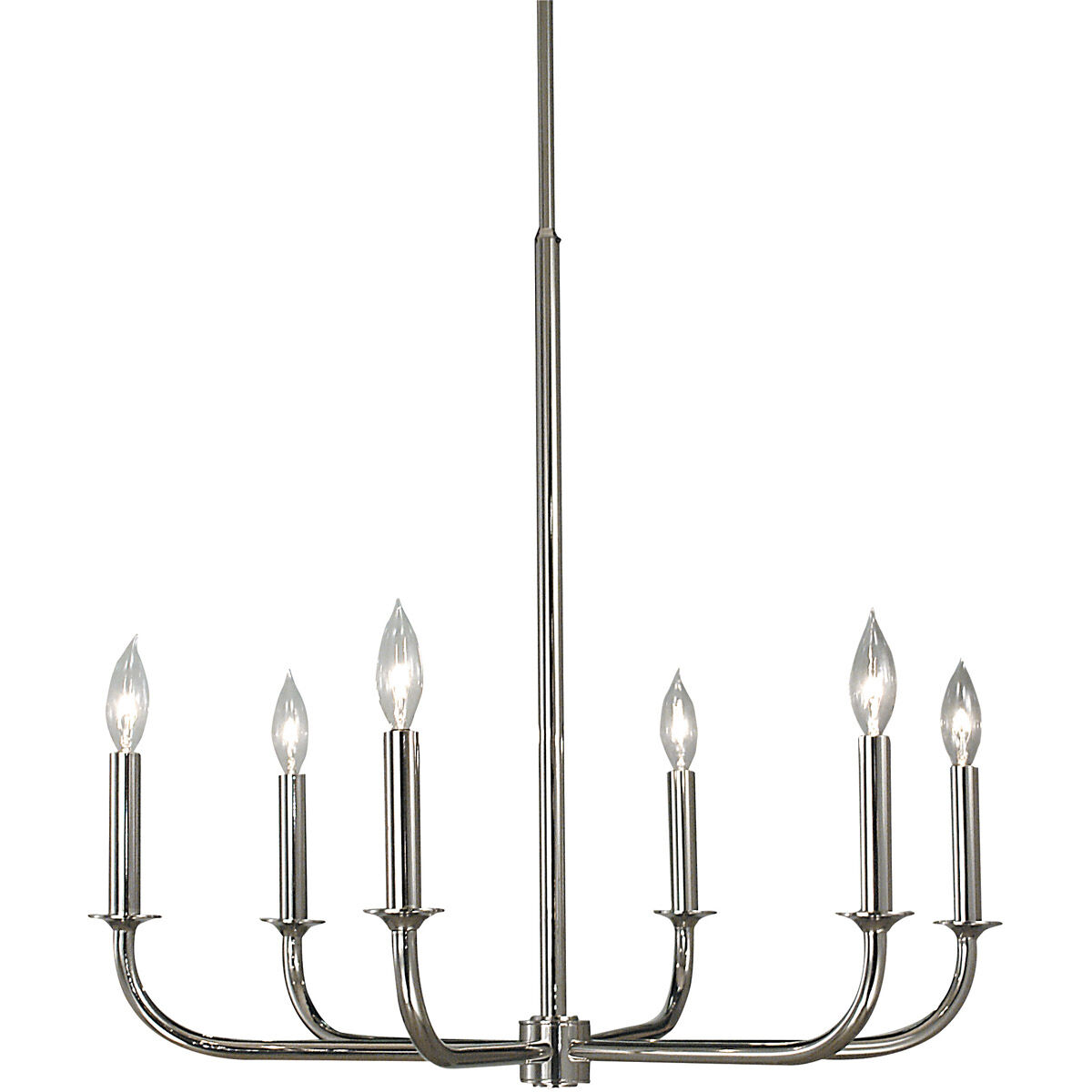 Moderne 6 Light 26 inch Polished Silver Dining Chandelier Ceiling Light