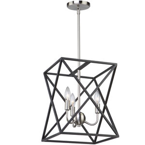 Elements 4 Light 12 inch Black and Polished Nickel Candle Chandelier Ceiling Light