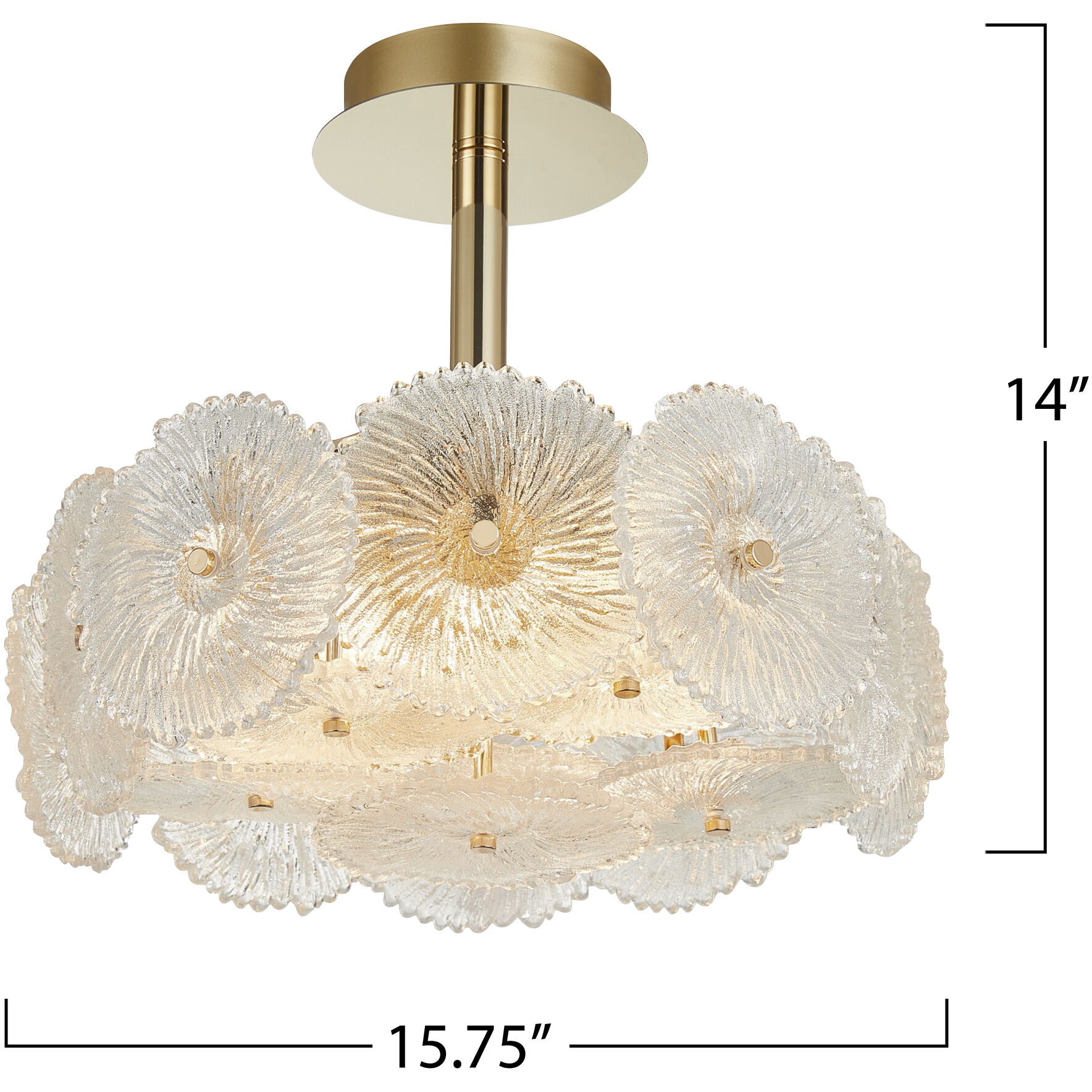 Bloom LED 15.75 inch Brass Semi-Flush Mount Ceiling Light
