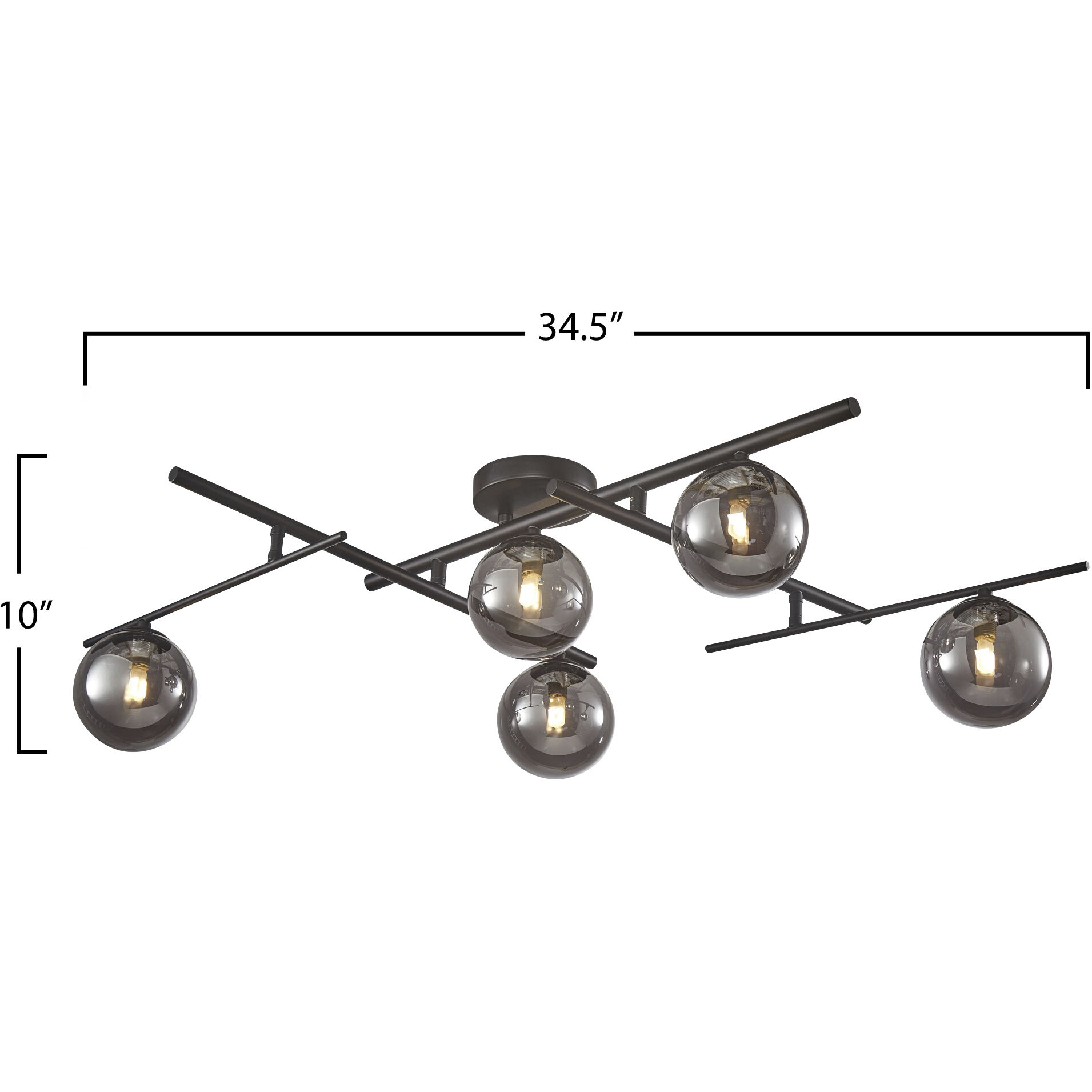 Modena LED 34.5 inch Black Semi-Flush Mount Ceiling Light