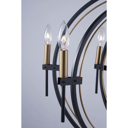 Anglesey 6 Light 25 inch Matte Black and Harvest Brass Up Chandelier Ceiling Light