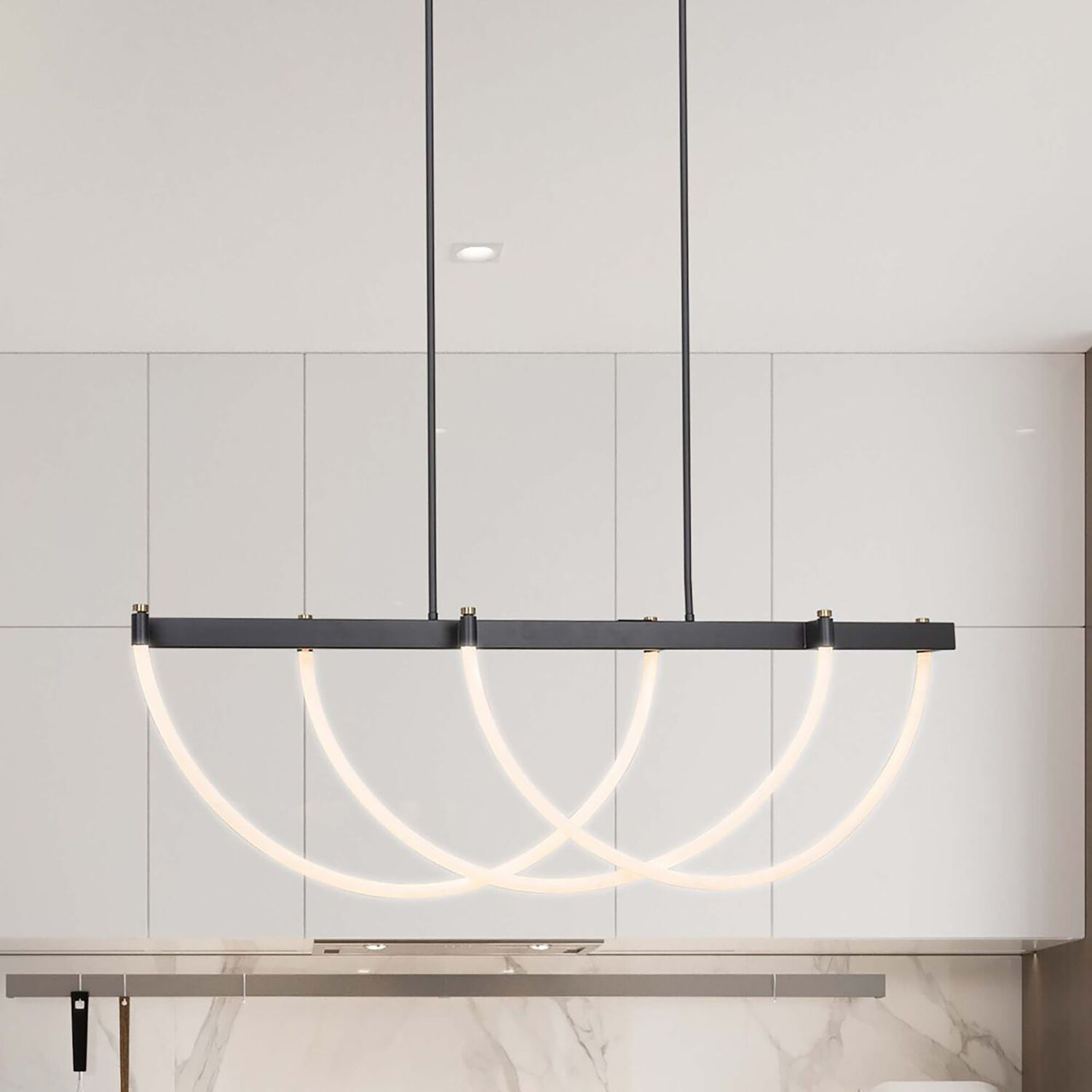 Cascata LED 45 inch Black and Brushed Brass Island Light Ceiling Light