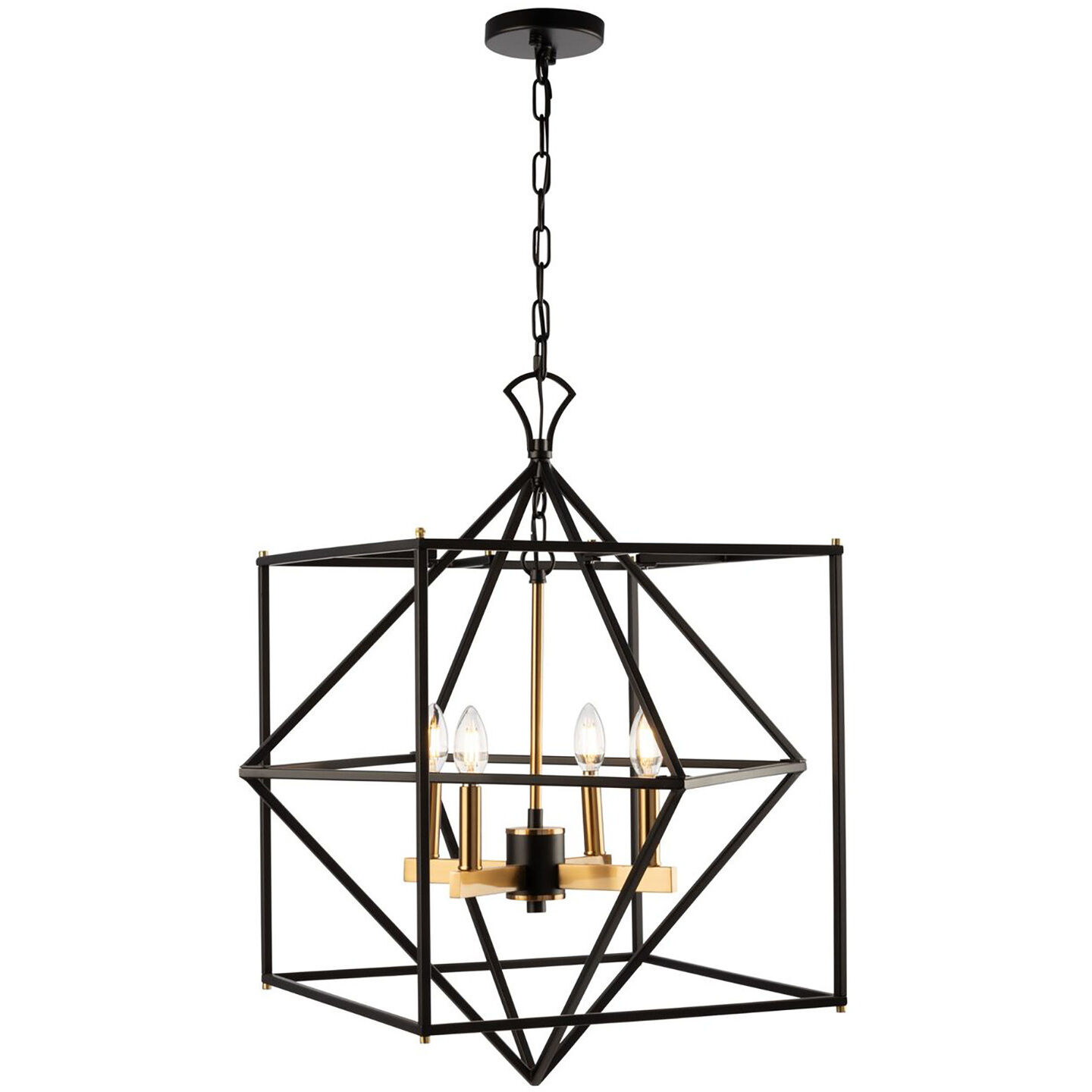Roxton LED 25 inch Matte Black and Harvest Brass Chandelier Ceiling Light