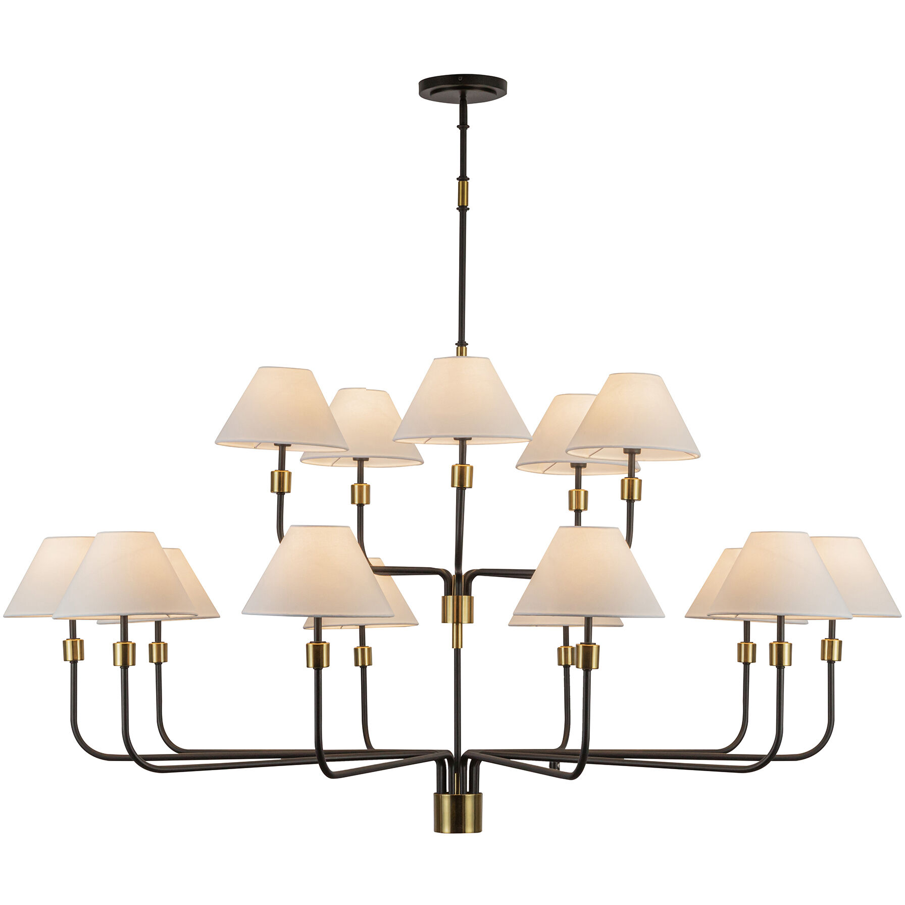 Providence 15 Light 62 inch Black and Brushed Brass Chandelier Ceiling Light