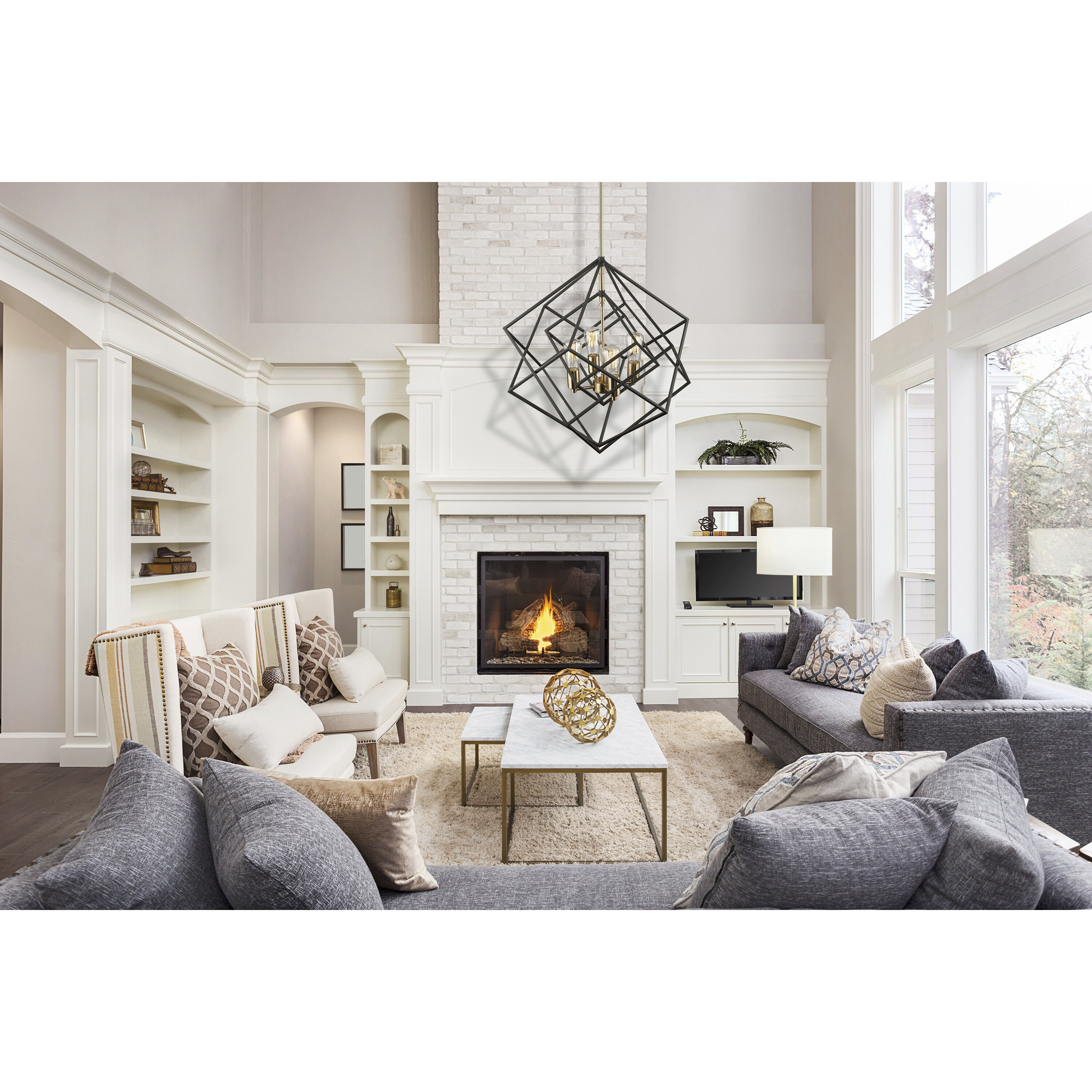 Artistry LED 24 inch Matte Black and Harvest Brass Chandelier Ceiling Light