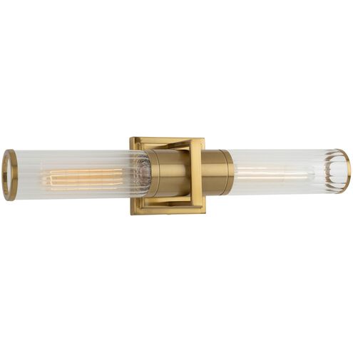 Positano 2 Light 4.7 inch Brushed Brass Vanity Light Wall Light in Clear Ribbed